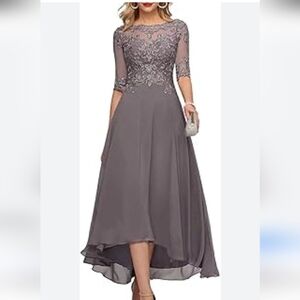 Chic Gray Lace Wedding Dress